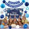 Blue Happy Birthday Party Decorations – 41-Piece Set with Banner, Backdrop, Balloons, Garland, Honeycomb Balls & Hanging Swirls (Blue)